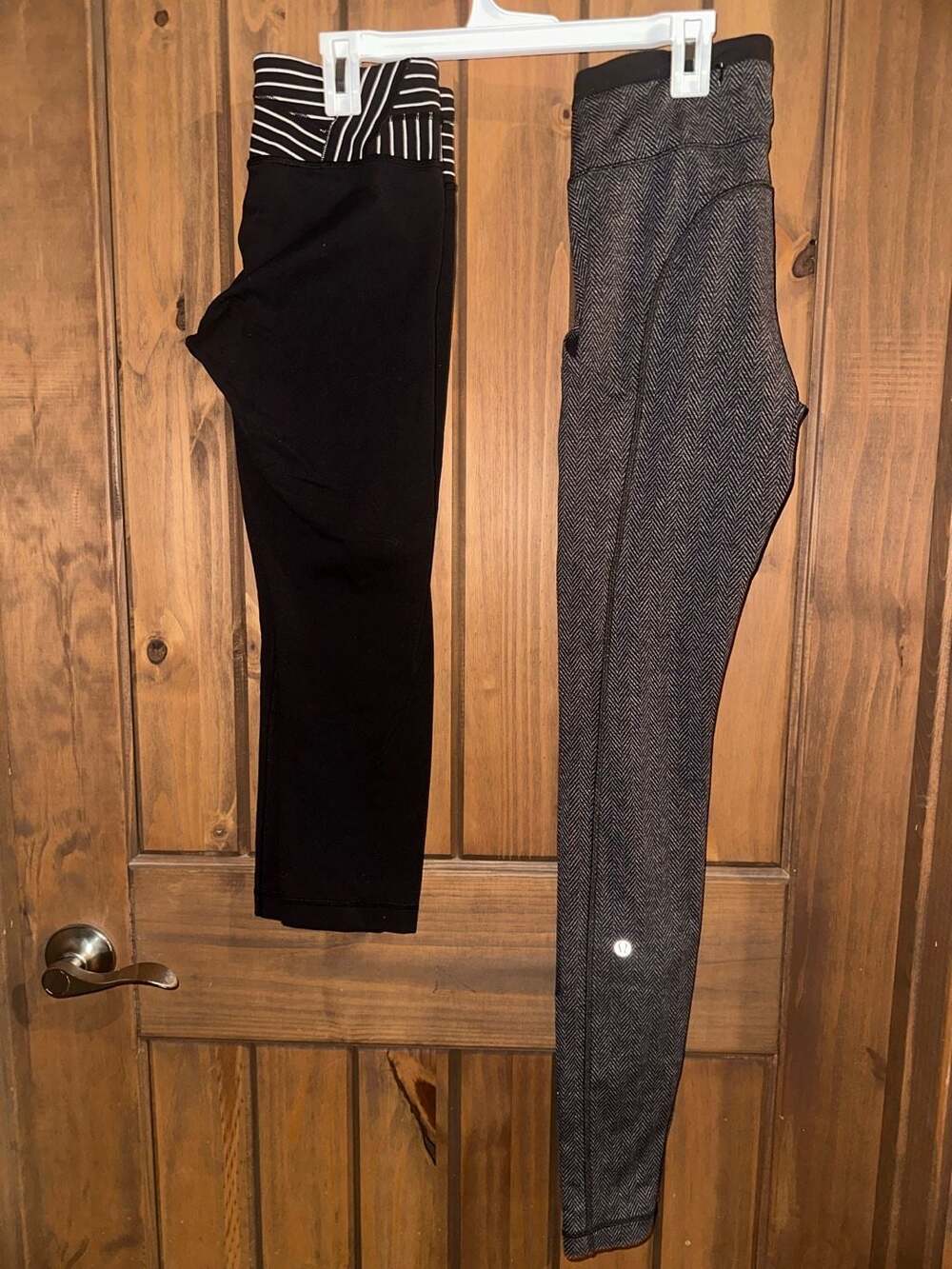 Lululemon Women's Athletic Leggings Crop Bundle Set Black and Herringbone Grey